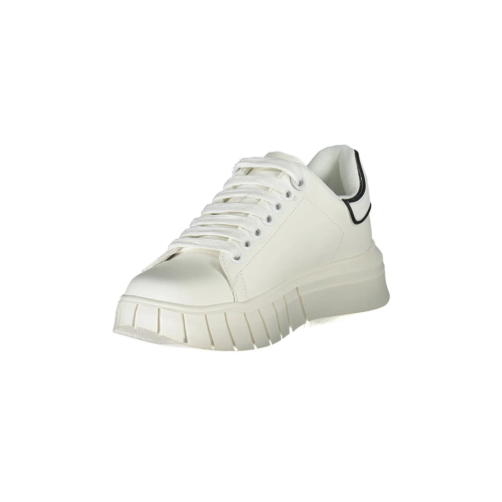 GAELLE PARIS Women's White Lace-Up Sneakers with Logo