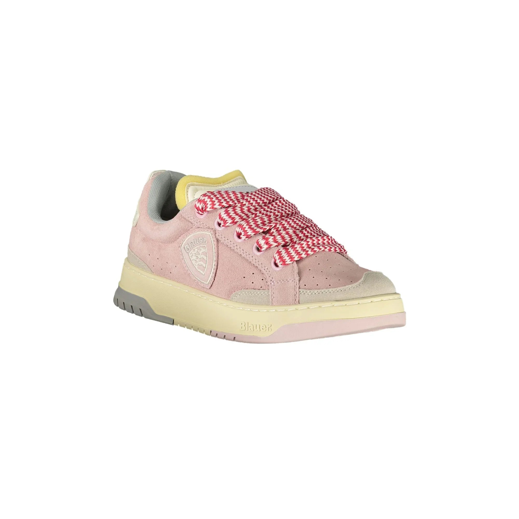 BLAUER Women's Pink Sneakers with Laces and Grey Details