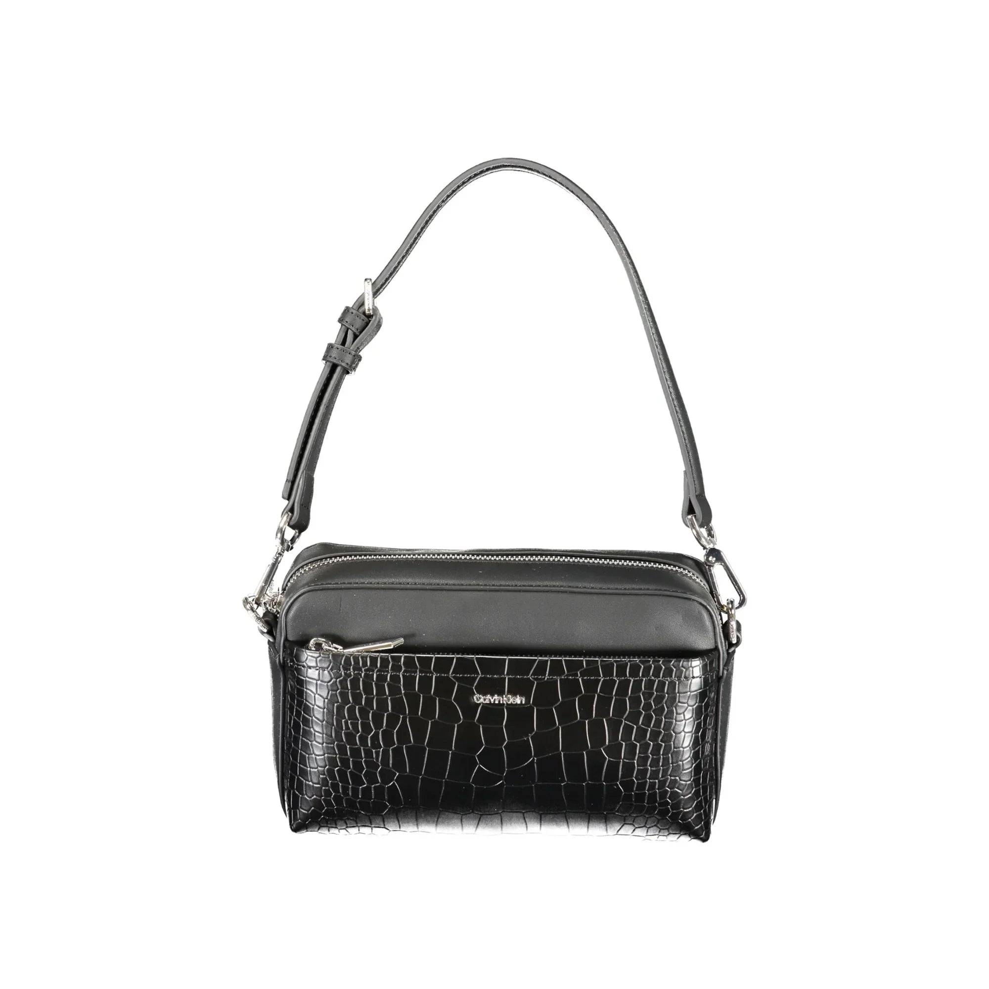 CALVIN KLEIN Women's Black Shoulder Bag with Removable Strap and Elegant Details