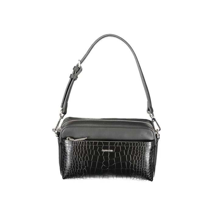 CALVIN KLEIN Women's Black Shoulder Bag with Removable Strap and Elegant Details