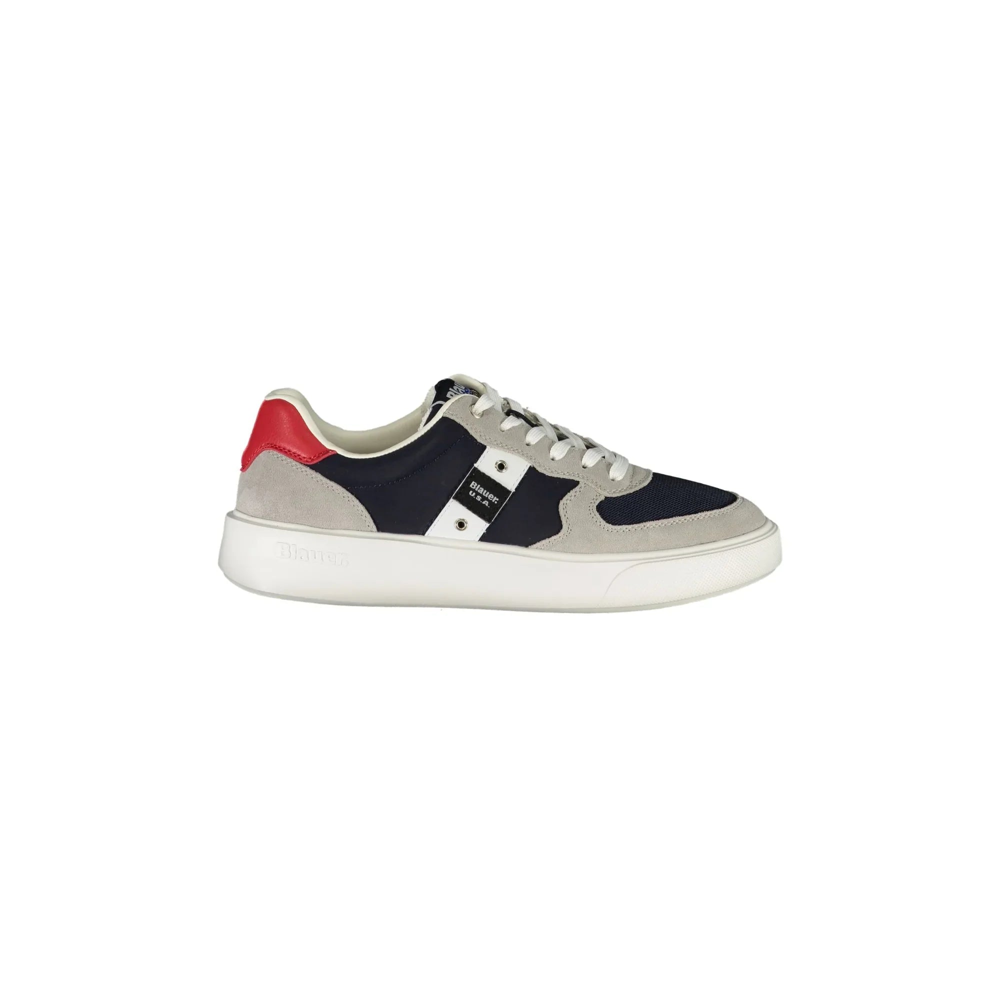 BLAUER Men's Blue Sneakers with Details and Logo