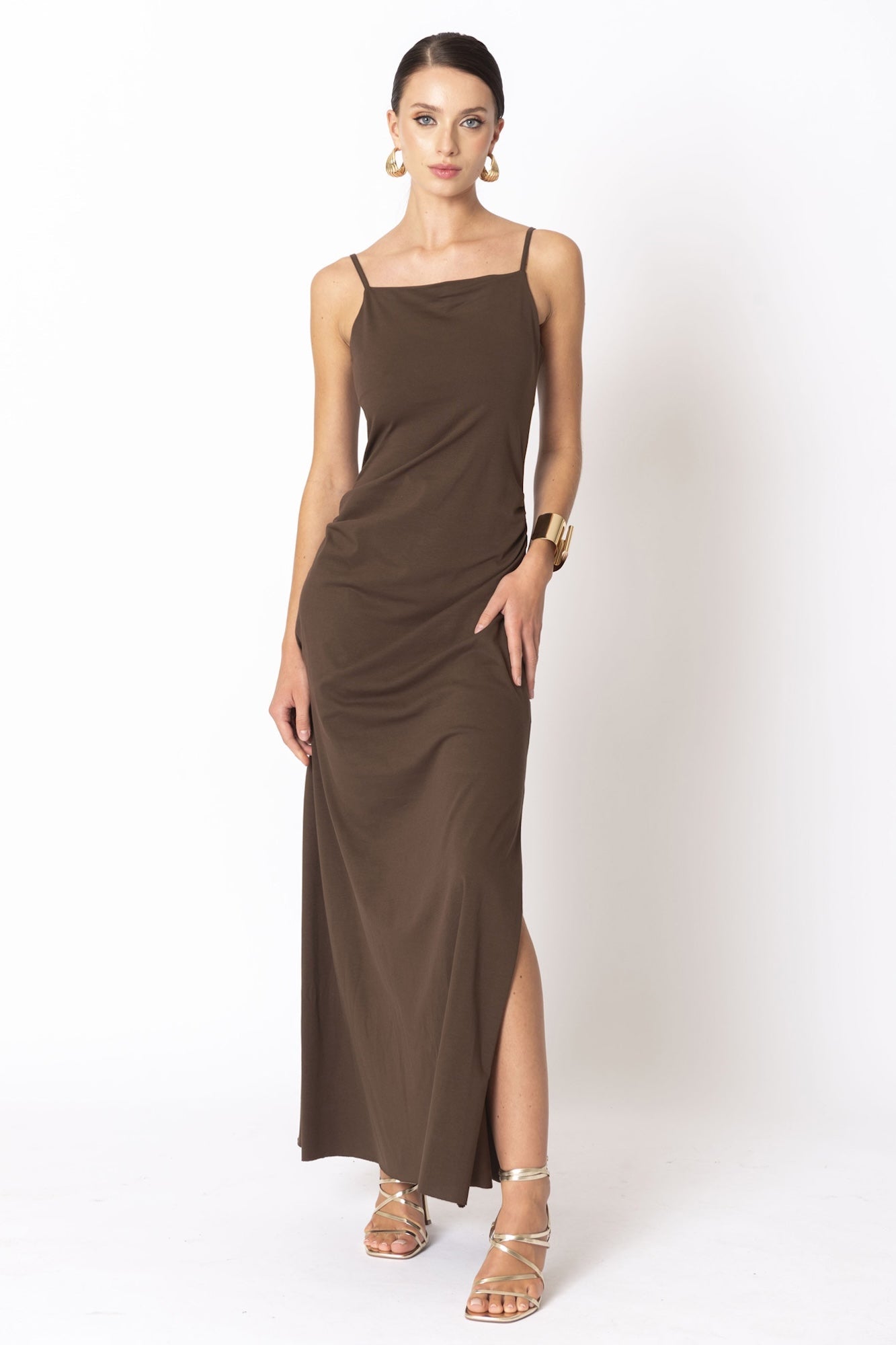 Long slip dress with square neckline NO-nà