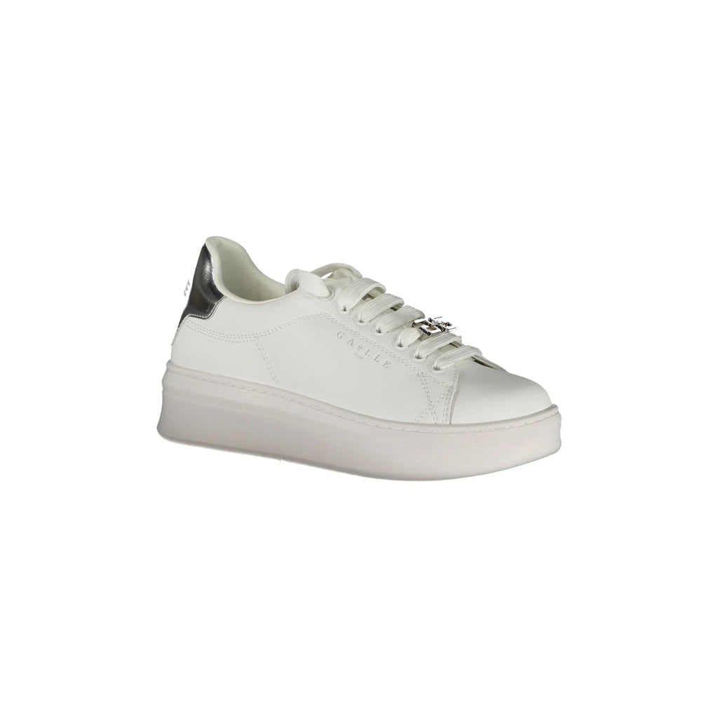 GAELLE PARIS Women's White Sneakers with Double Logo Lace and Logo