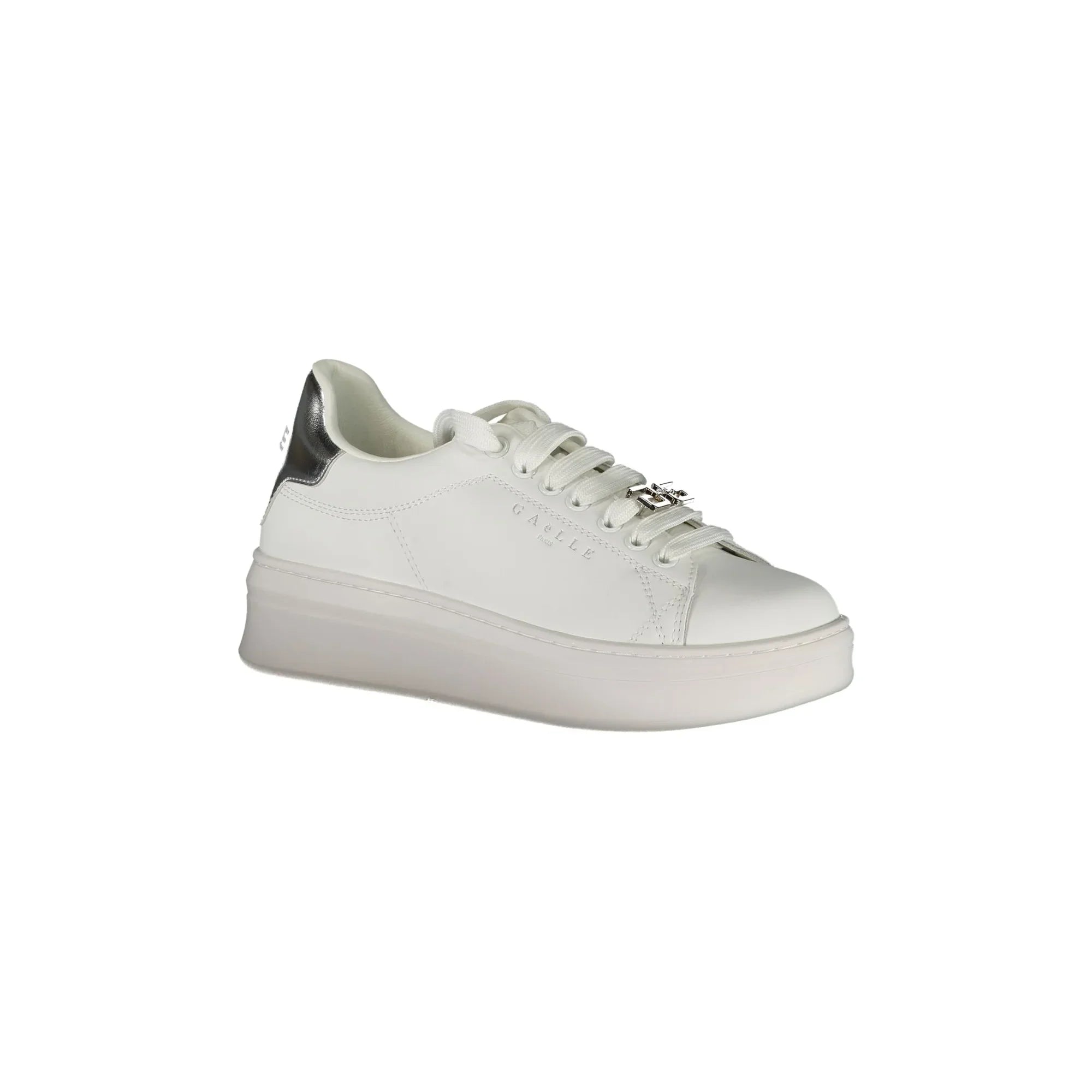 GAELLE PARIS Women's White Sneakers with Double Logo Lace and Logo