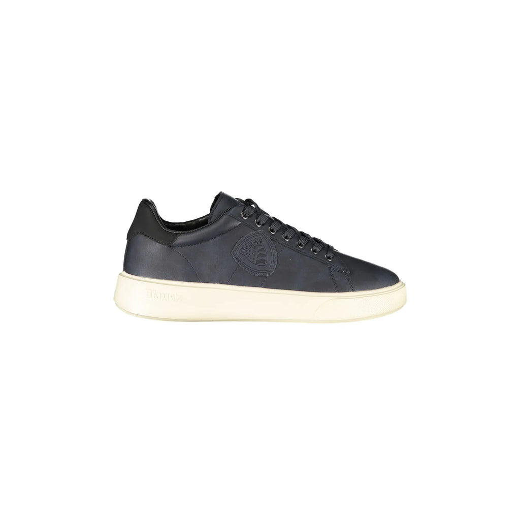 BLAUER Men's Blue Sneakers with Laces and Contrast Sole
