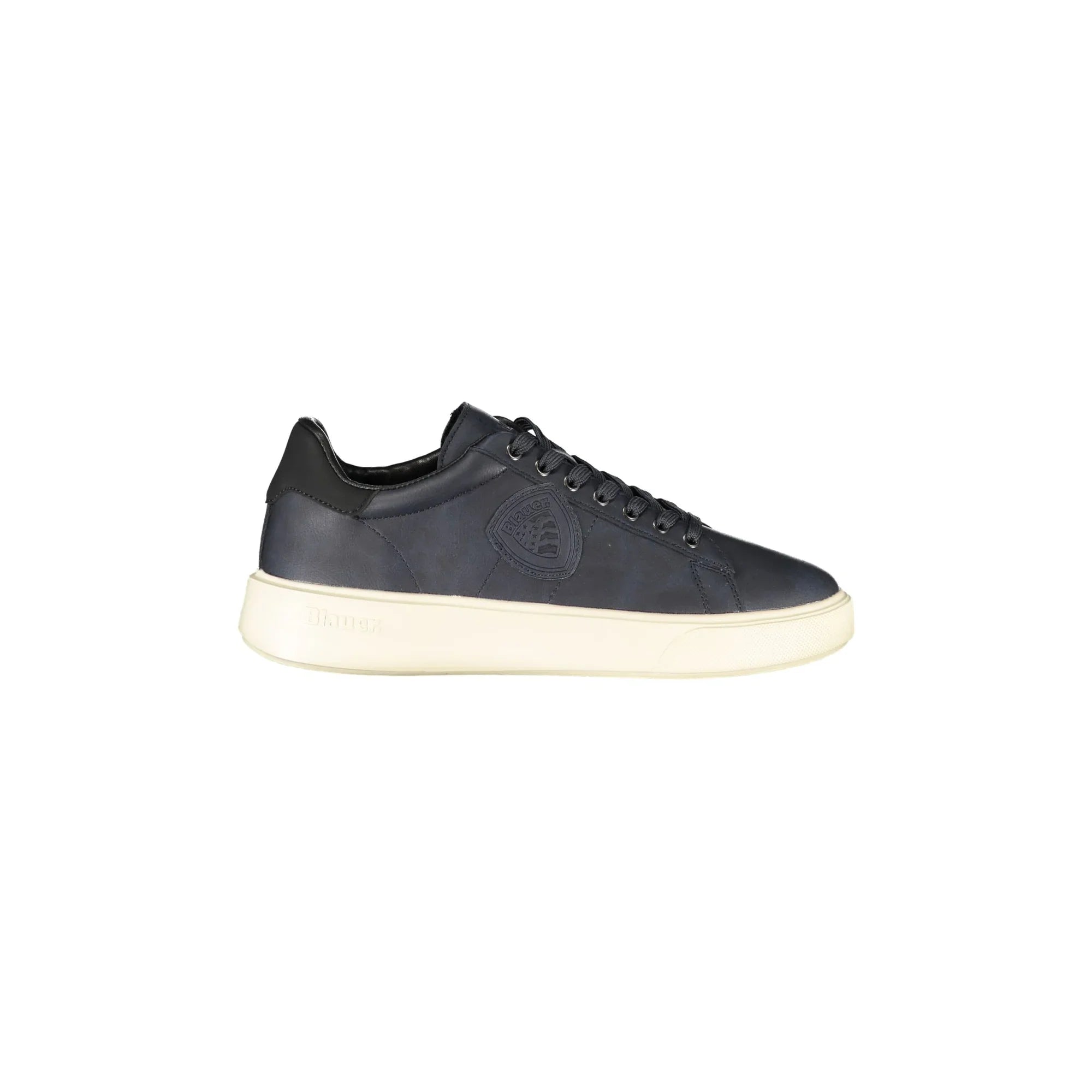 BLAUER Men's Blue Sneakers with Laces and Contrast Sole