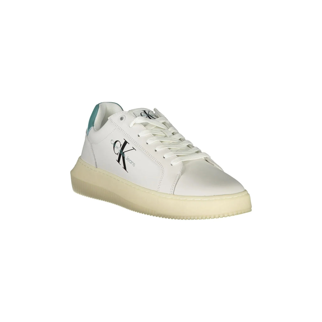 CALVIN KLEIN Men's White Lace-up Sneakers with Logo