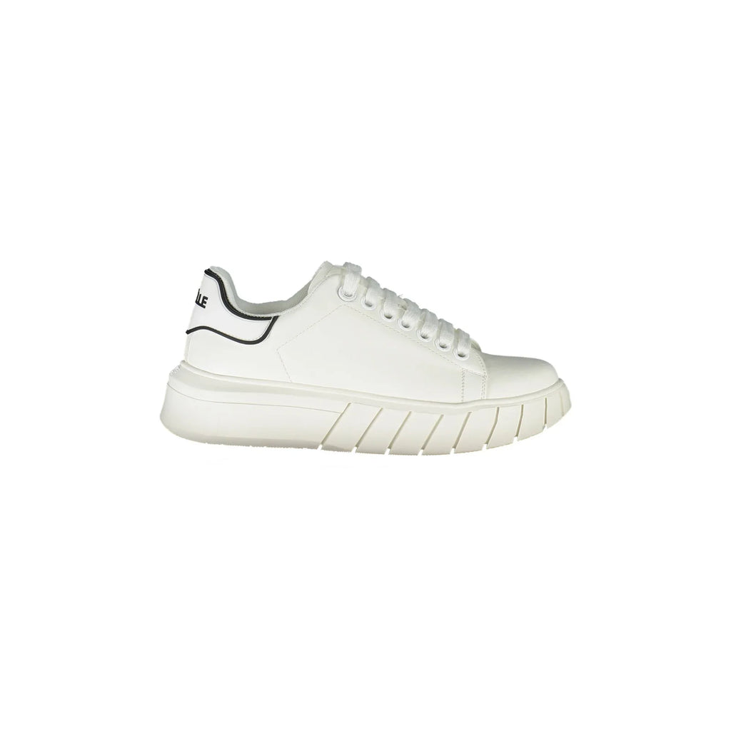 GAELLE PARIS Women's White Lace-Up Sneakers with Logo