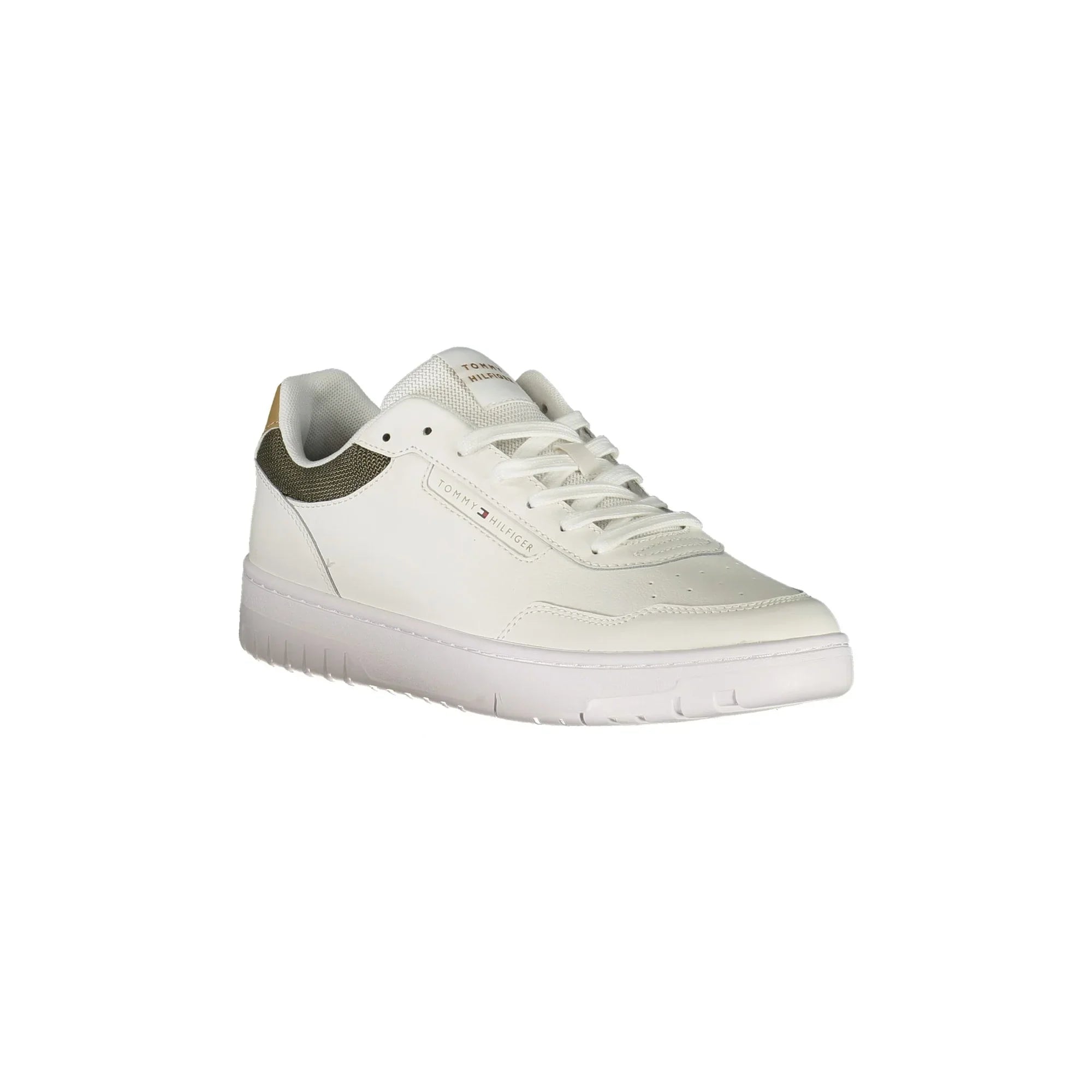 TOMMY HILFIGER Men's White Sneakers with Green and Beige Details
