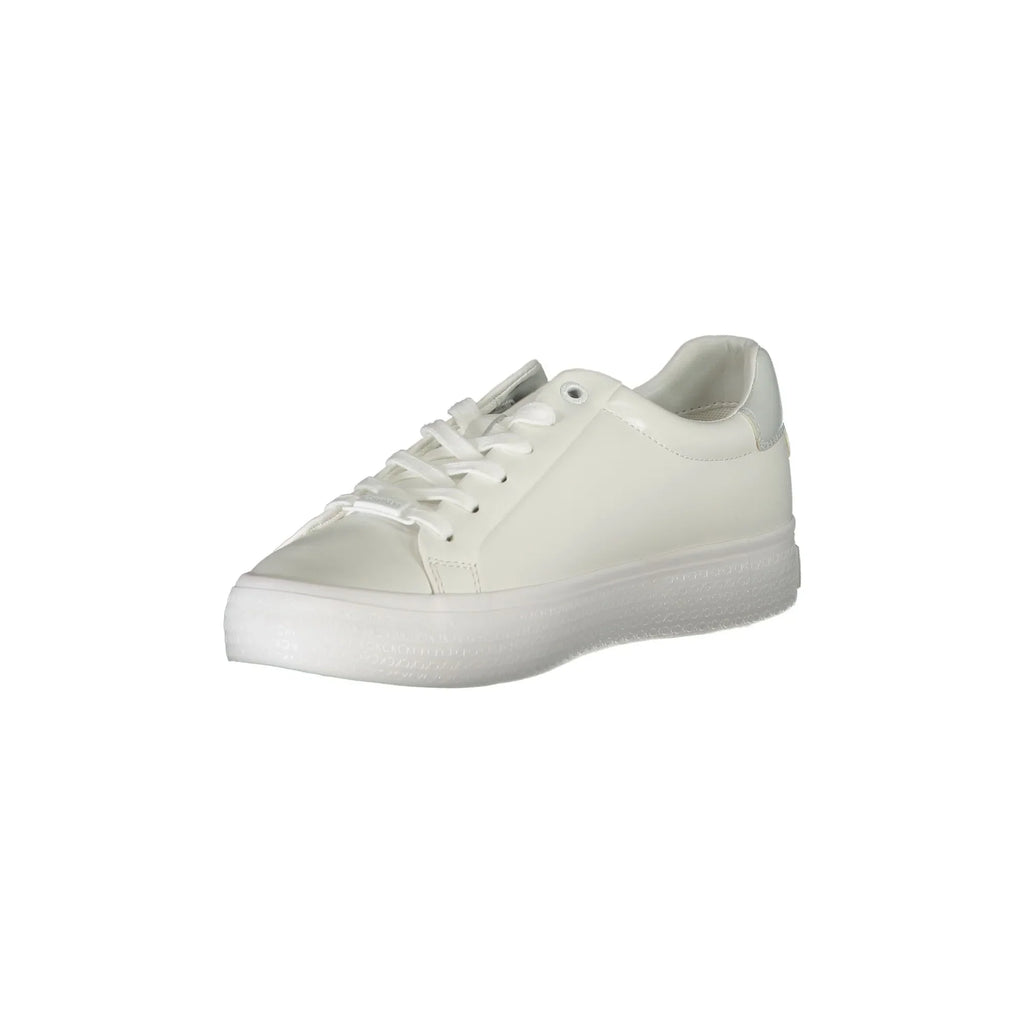 CALVIN KLEIN Women's White Leather Lace-Up Trainers