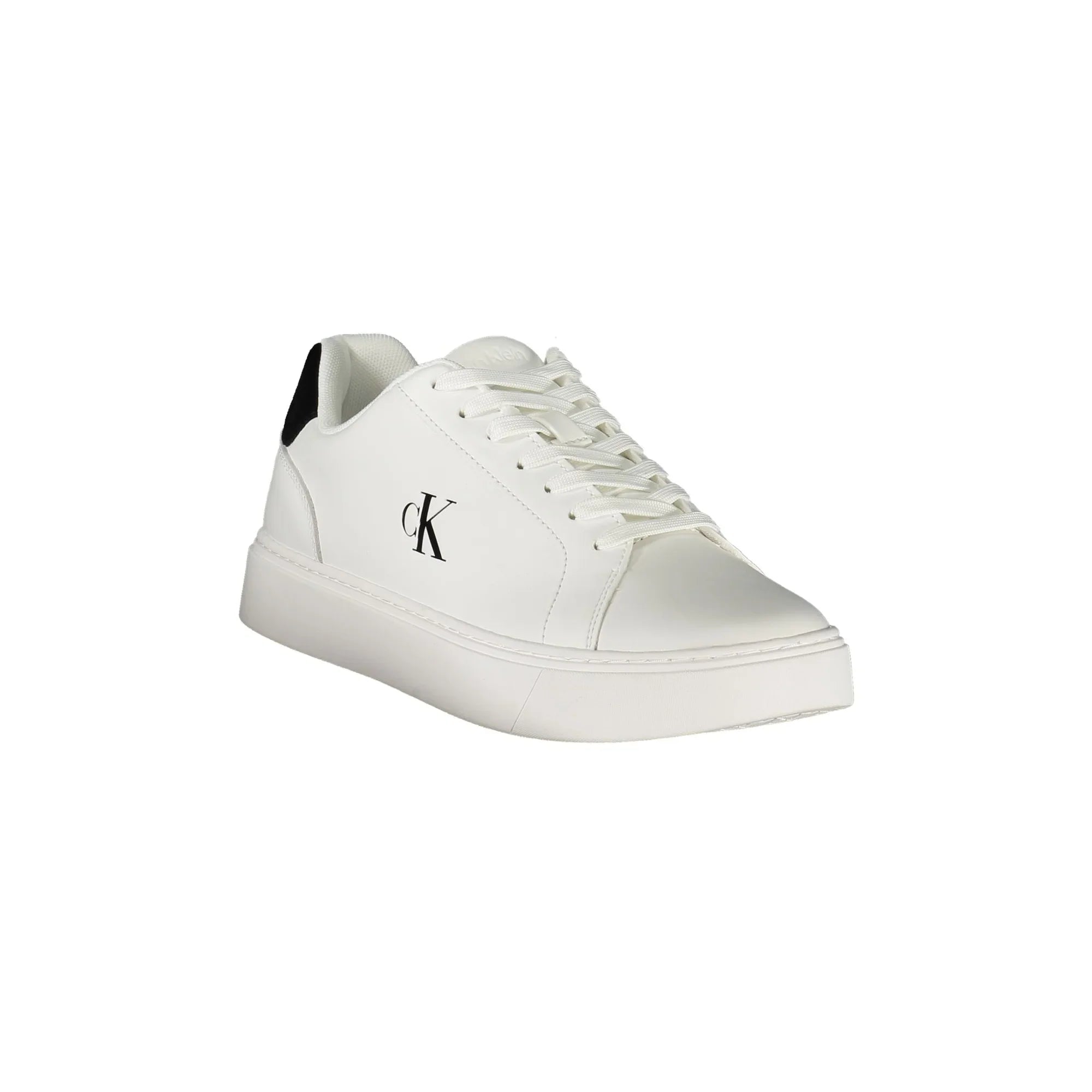 CALVIN KLEIN Men's White Lace-up Sneakers with Black Details