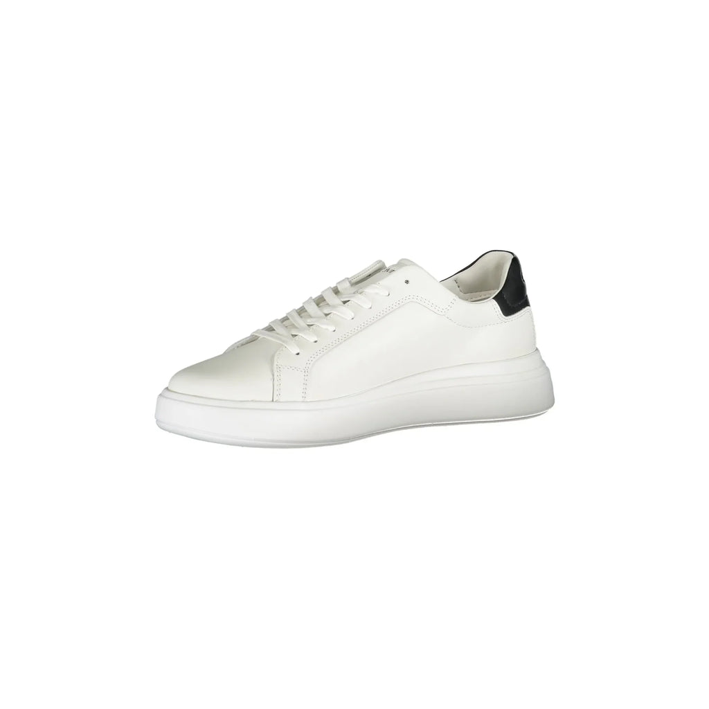 CALVIN KLEIN Men's White Lace-up Sneakers with Logo