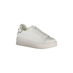 GAELLE PARIS Women's White Sneakers with Double Logo Laces