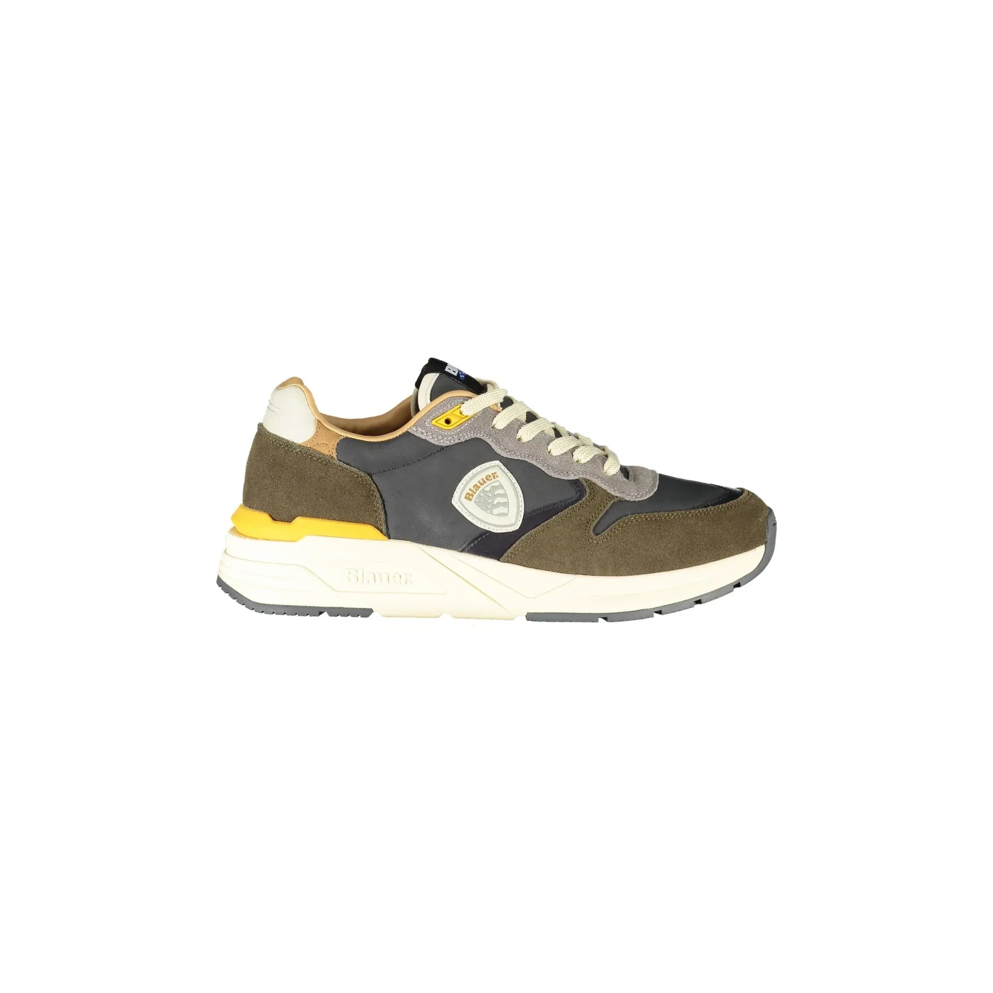 BLAUER Men's Green Athletic Shoes with Contrast Details