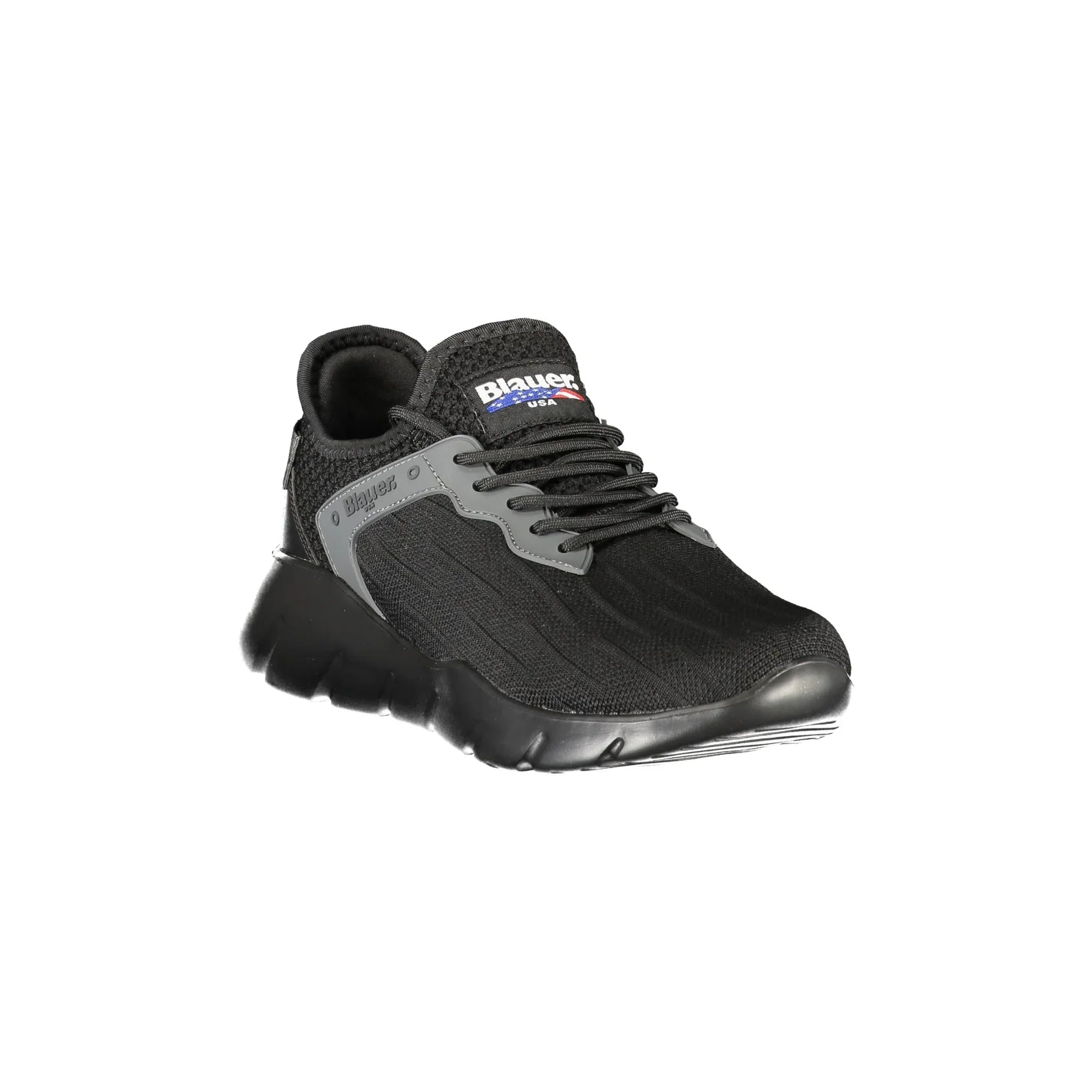 BLAUER Men's Black Sneakers with Laces and Contrast Details