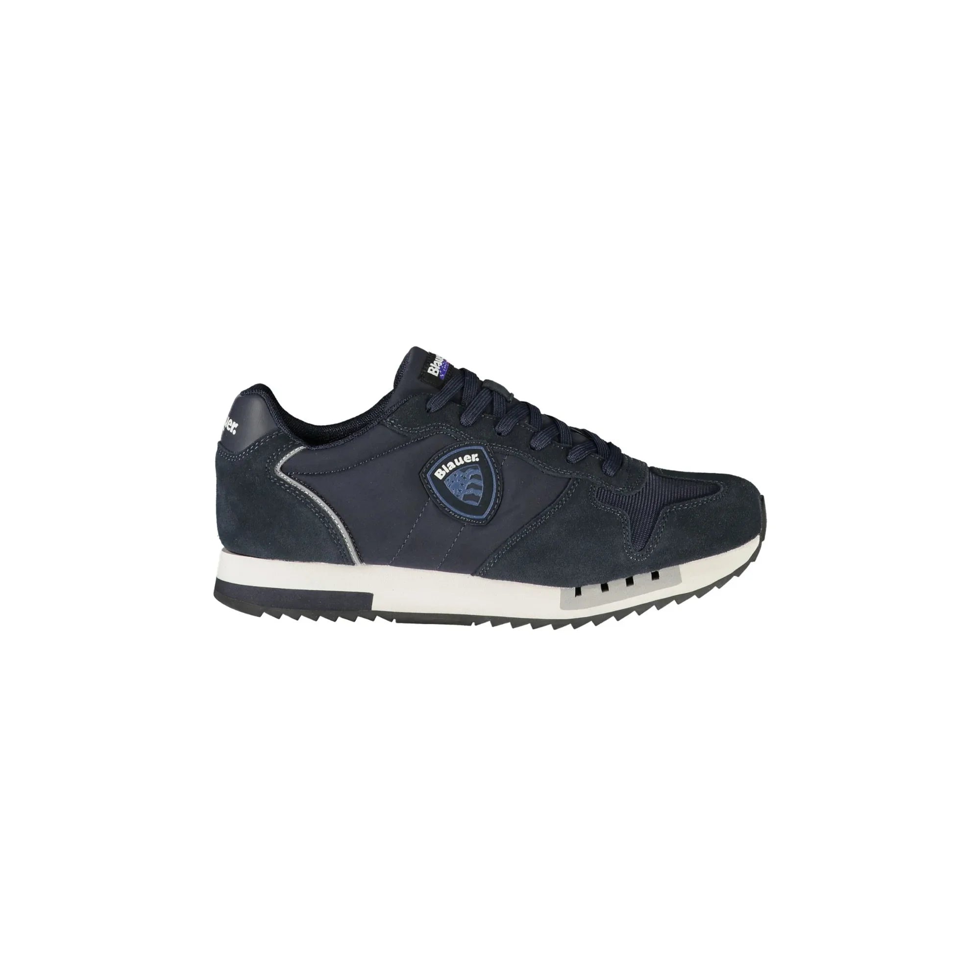 BLAUER Men's Blue Sneakers with Laces and Contrast Details