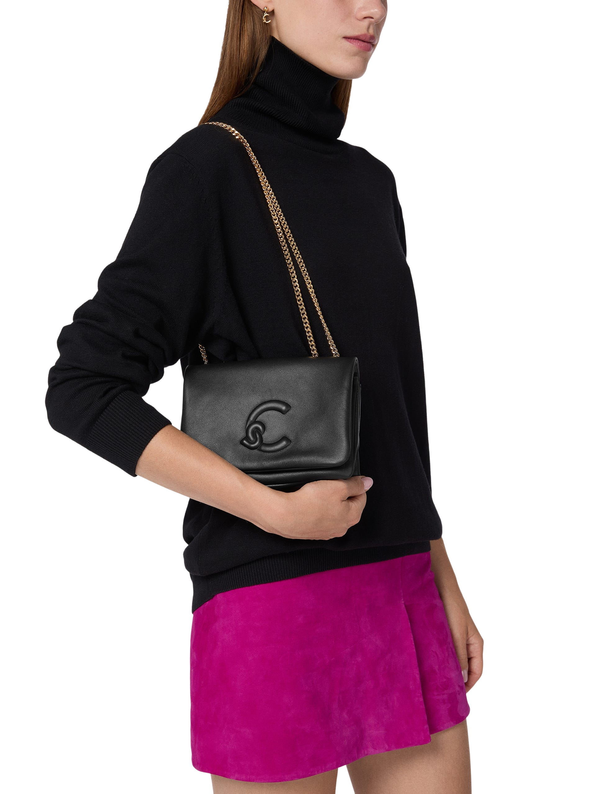COCCINELLE Women's Black Shoulder Bag, Genuine Leather, Dulse