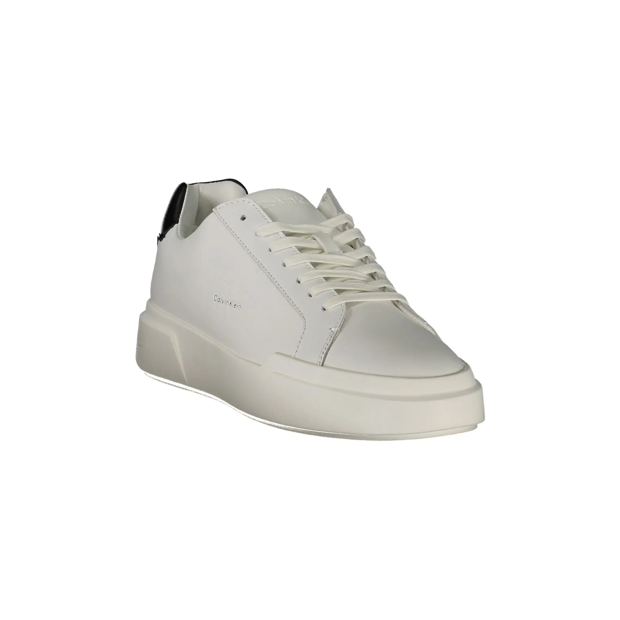 CALVIN KLEIN Men's White Lace-up Sneakers with Black Details