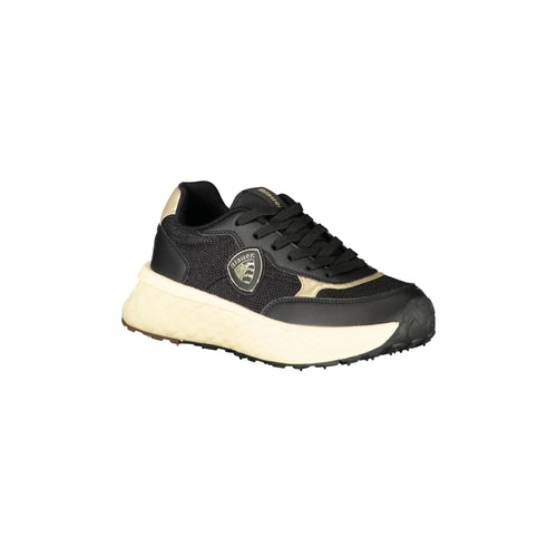 BLAUER Women's Black Sneakers with Laces and Gold Details