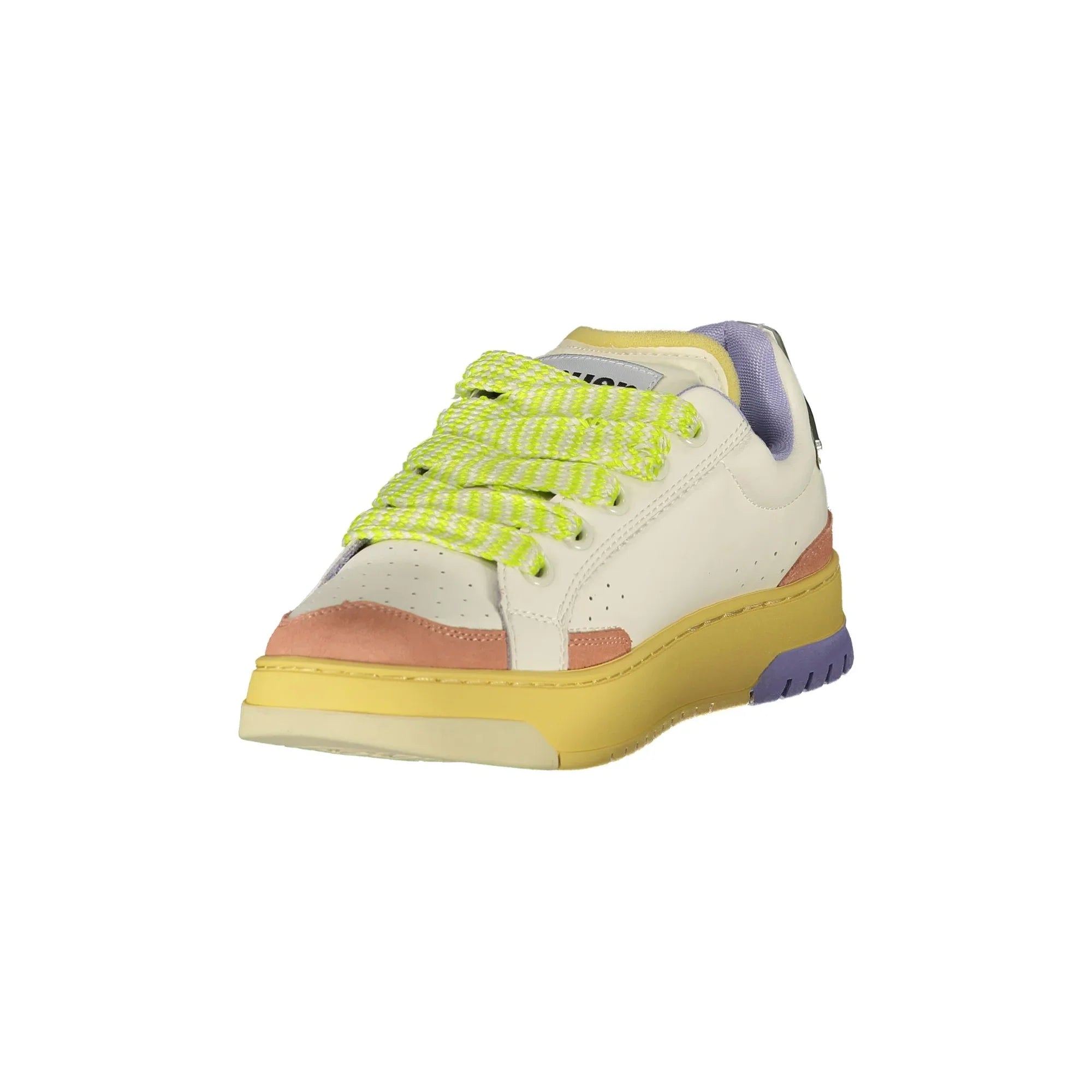 BLAUER Women's White Lace-up Sneakers with Colored Details