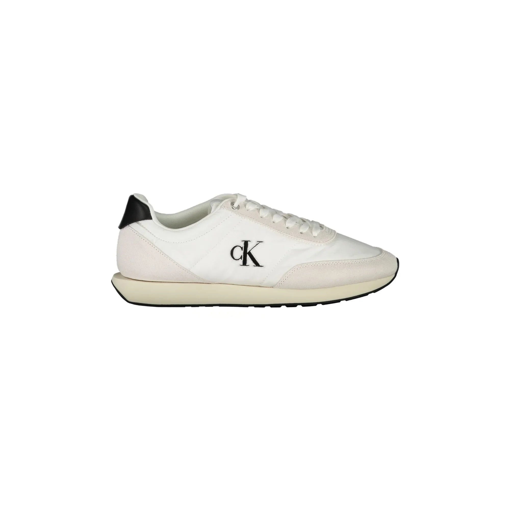 CALVIN KLEIN Men's White Lace-up Sneakers with Black Details