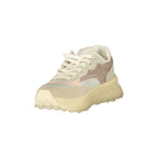 BLAUER Sneakers Donna Beige con Lacci e Dettagli Rosa