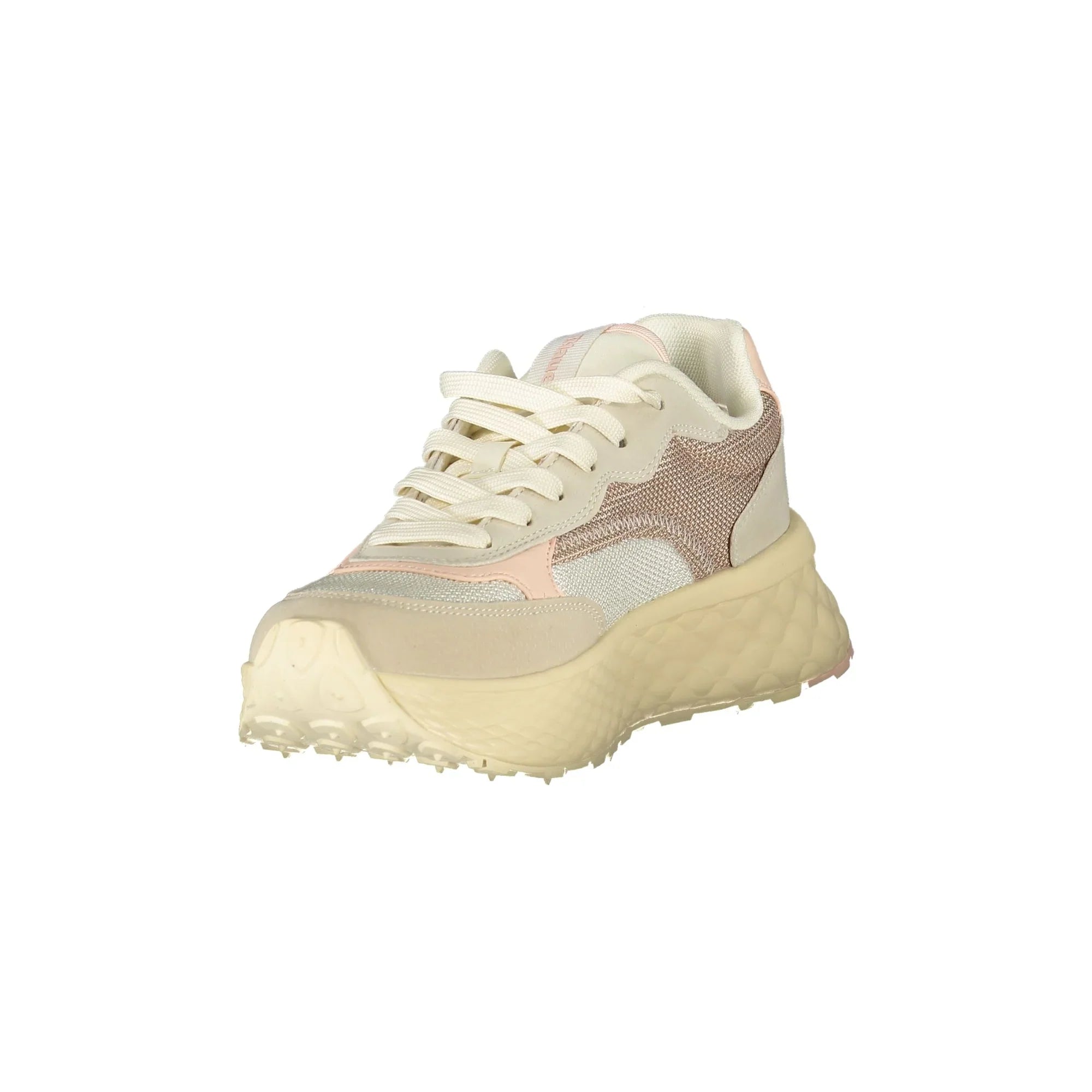 BLAUER Women's Beige Sneakers with Laces and Pink Details