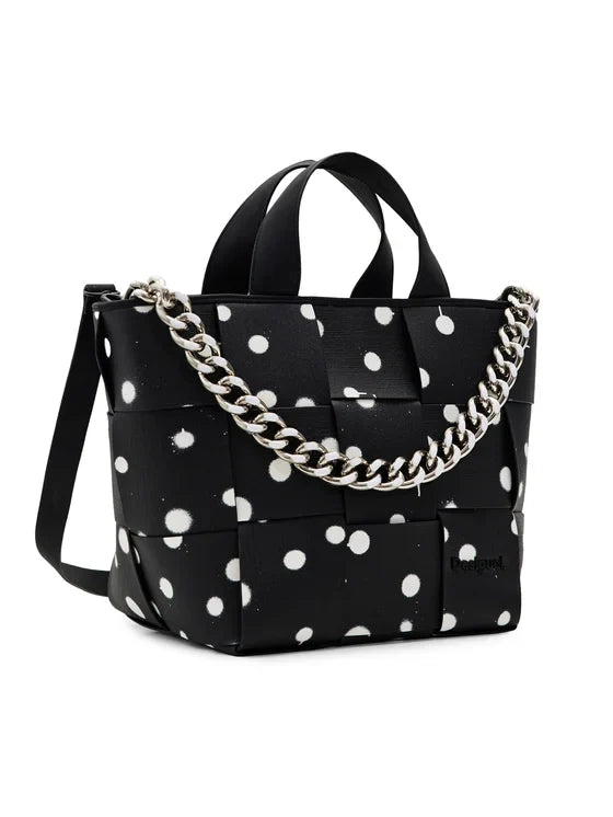 DESIGUAL Women's Black Handbag and Shoulder Bag with Chain Strap