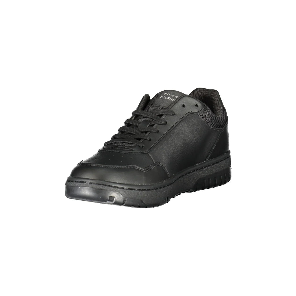 TOMMY HILFIGER Men's Black Sneakers with Logo and Removable Insole