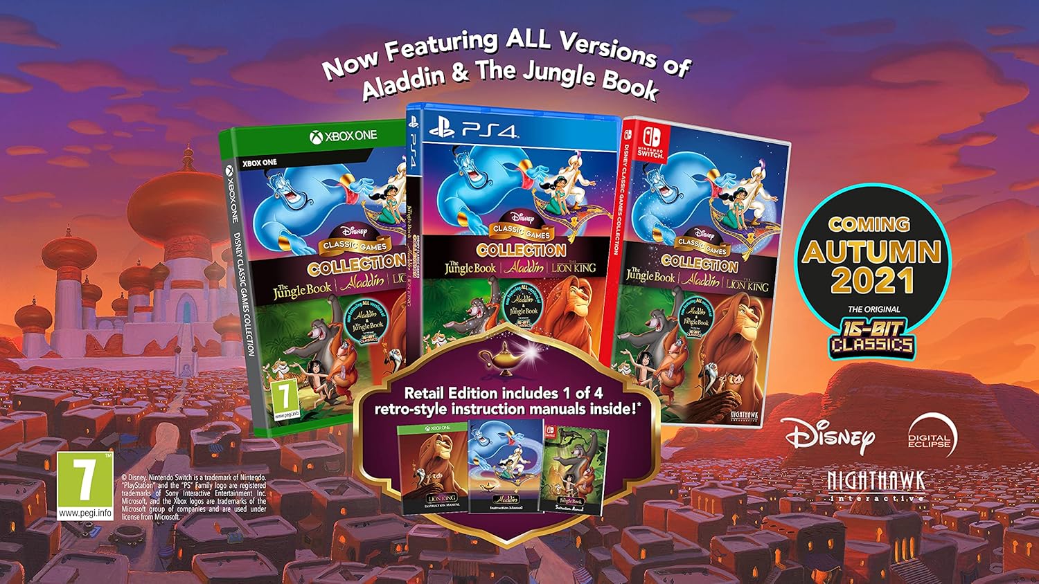 Disney Classic 3 Games Aladdin / Lion King / Jungle Book Ps4 Gioco Nuovo