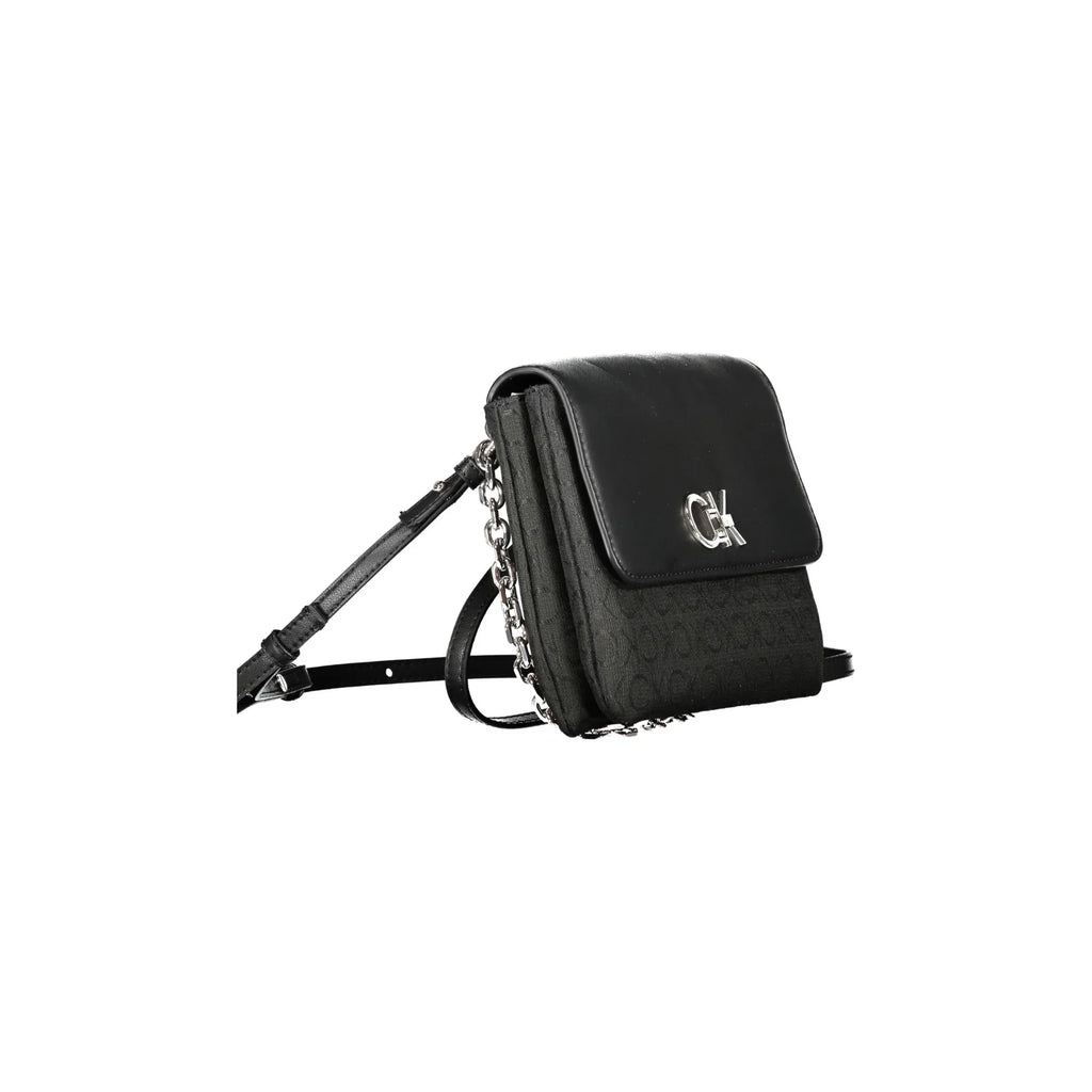 Calvin Klein Women's Black Bag with Chain Handle and Removable Shoulder Strap