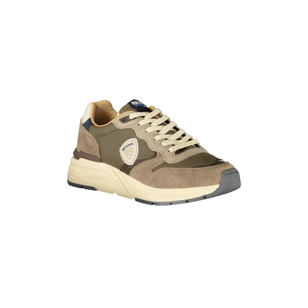 BLAUER Sneakers Uomo Verdi con Lacci e Dettagli a Contrasto