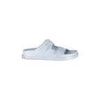 BLAUER Women's Light Blue Slippers with Double Adjustable Buckle