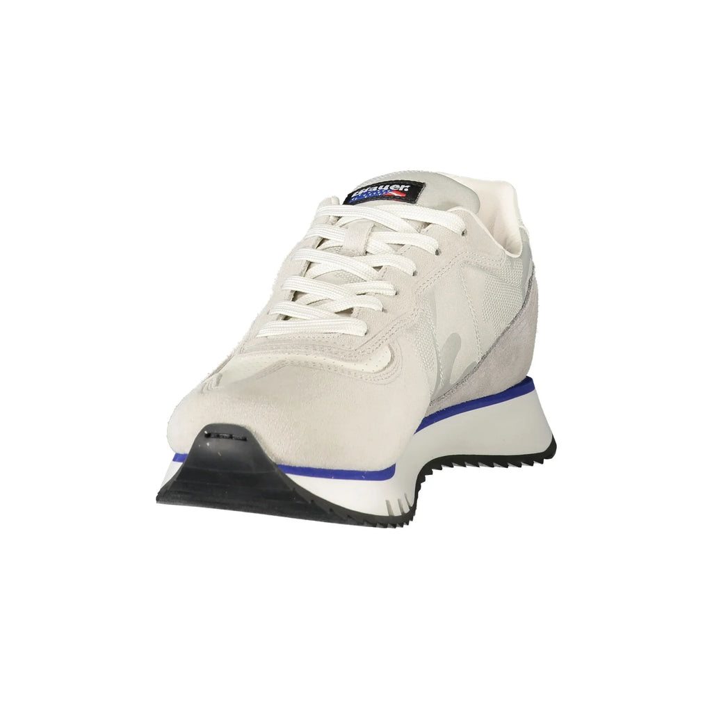 BLAUER Sneakers Uomo Grigie con Lacci e Dettagli a Contrasto