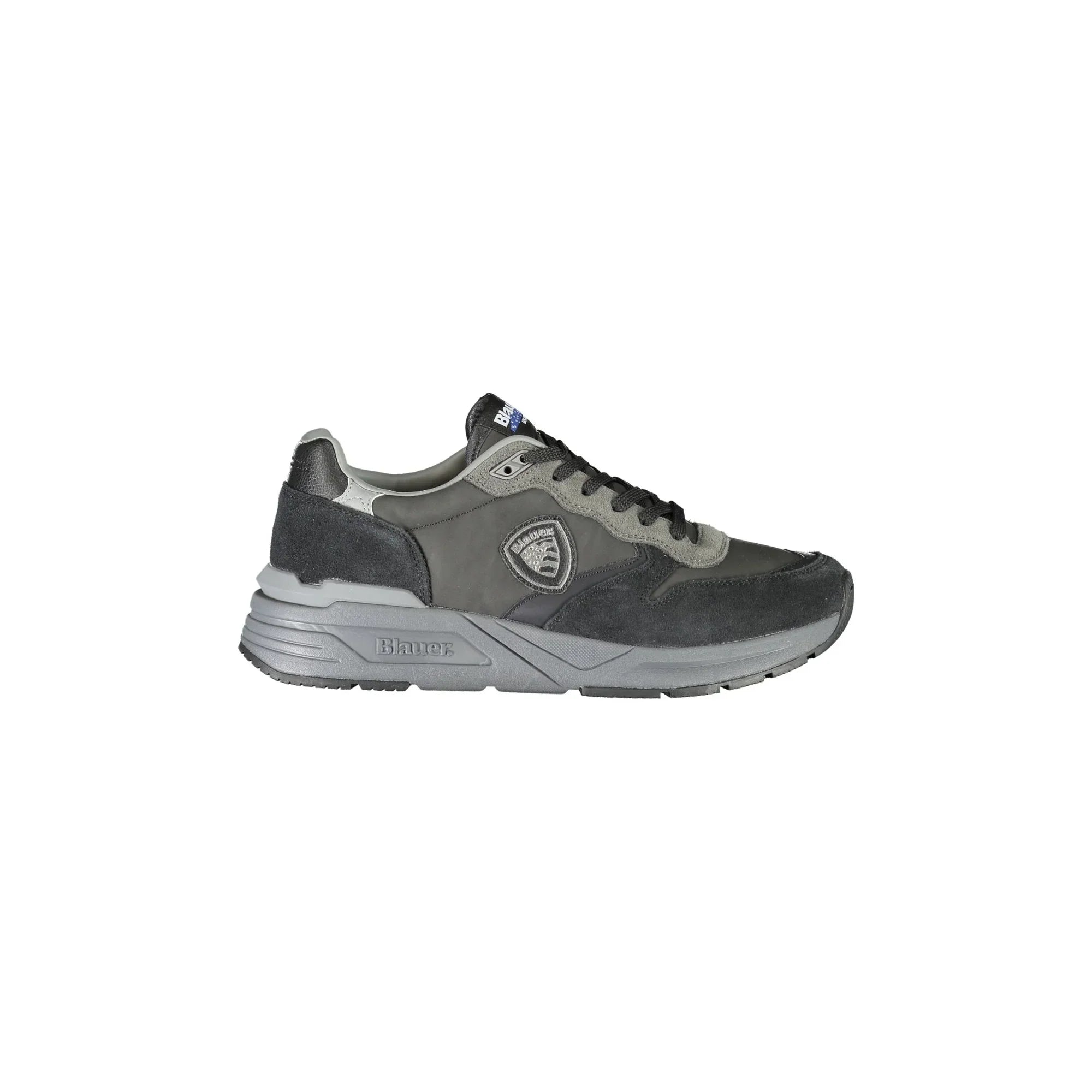 BLAUER Men's Black Sneakers with Contrast Details and Logo