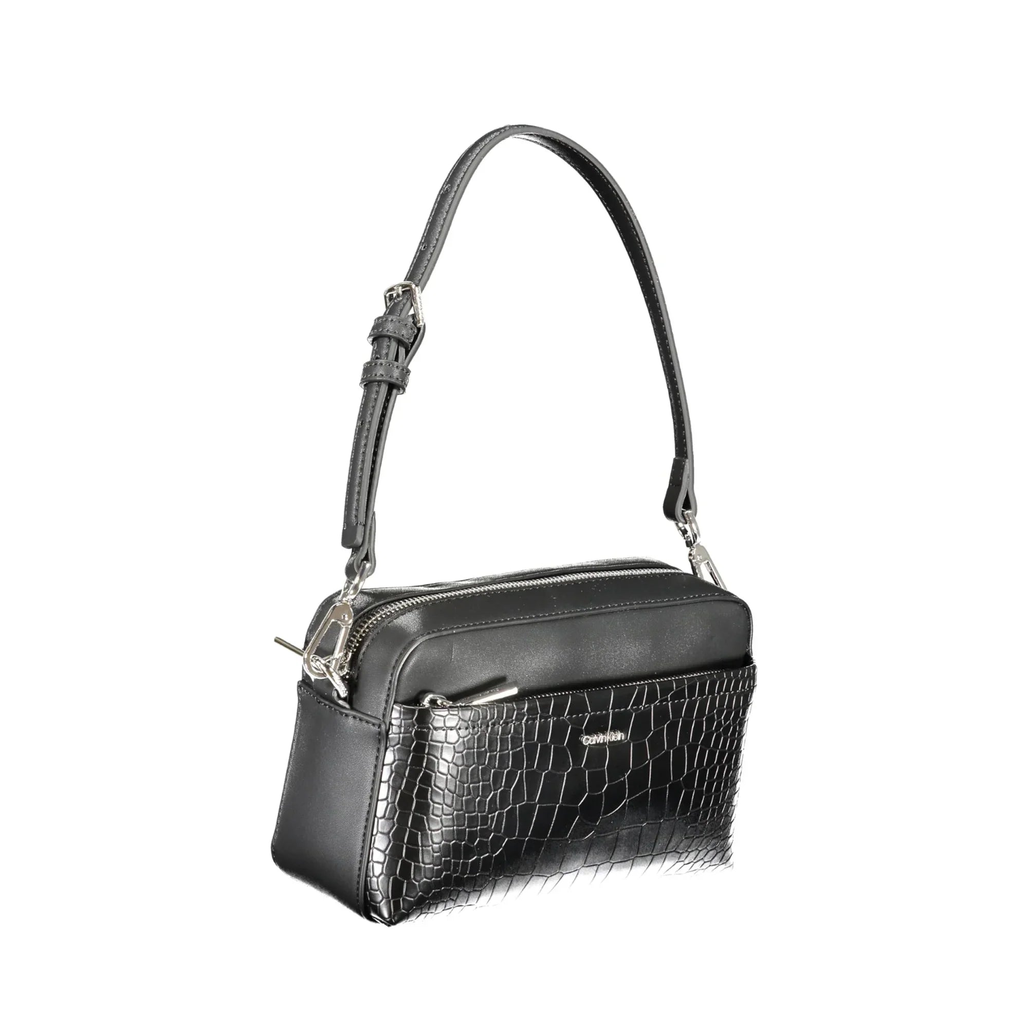 CALVIN KLEIN Women's Black Shoulder Bag with Removable Strap and Elegant Details