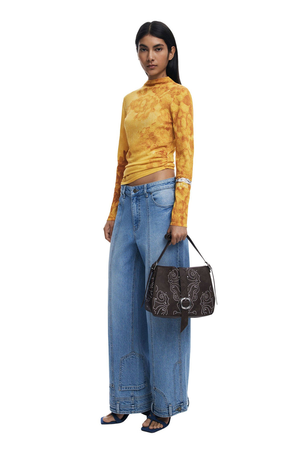 DESIGUAL Women's Brown Poker Face Posadas Bag with Studs