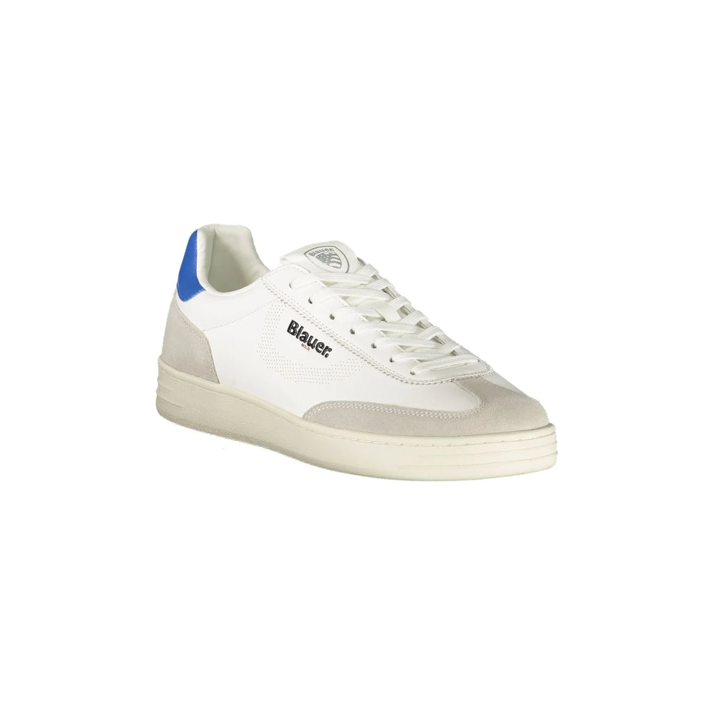 BLAUER Sneakers Uomo Bianche con Lacci e Dettagli a Contrasto Bianco