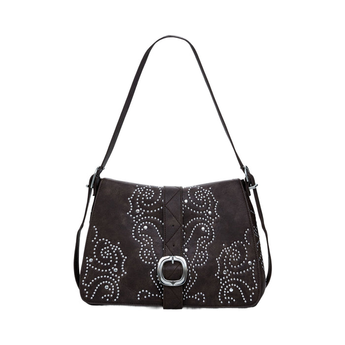 DESIGUAL Women's Brown Poker Face Posadas Bag with Studs