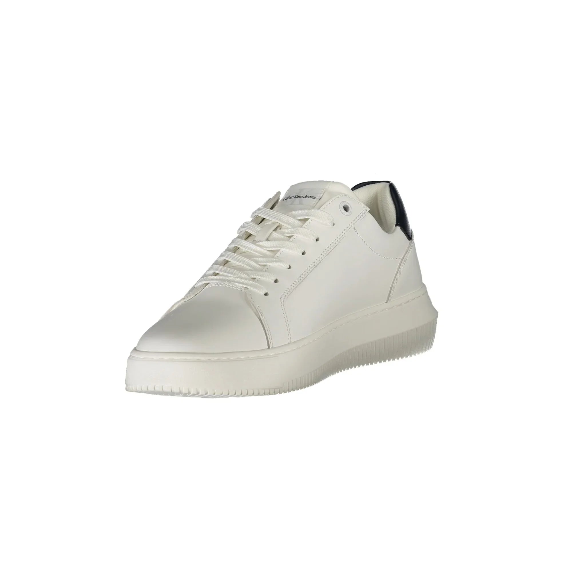 CALVIN KLEIN Men's White Sneakers with Black Details and Removable Insole