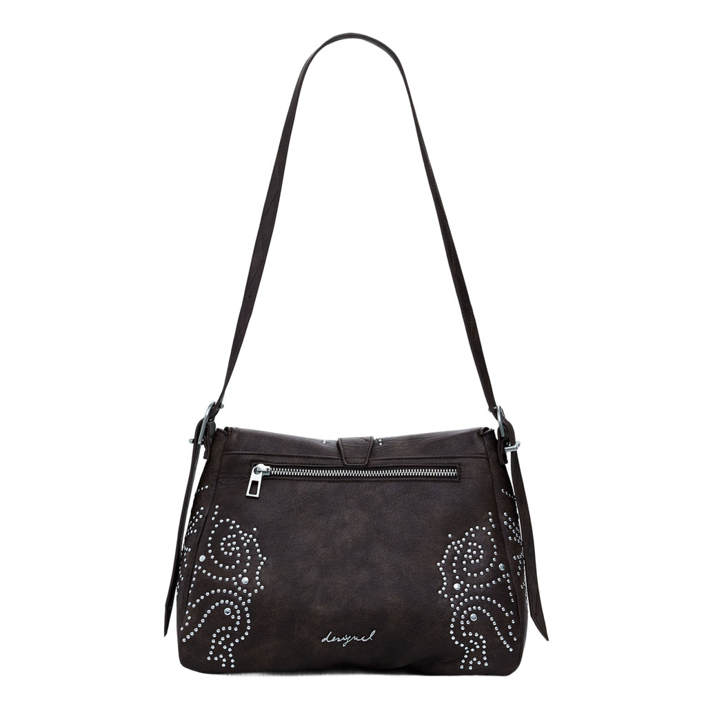 DESIGUAL Women's Brown Poker Face Posadas Bag with Studs