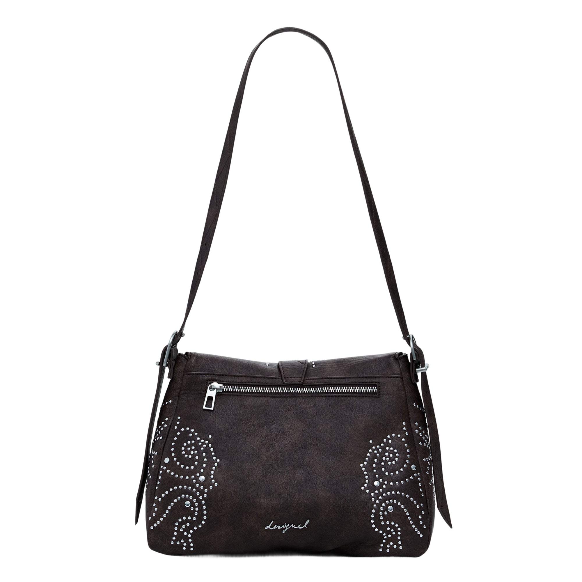 DESIGUAL Women's Brown Poker Face Posadas Bag with Studs