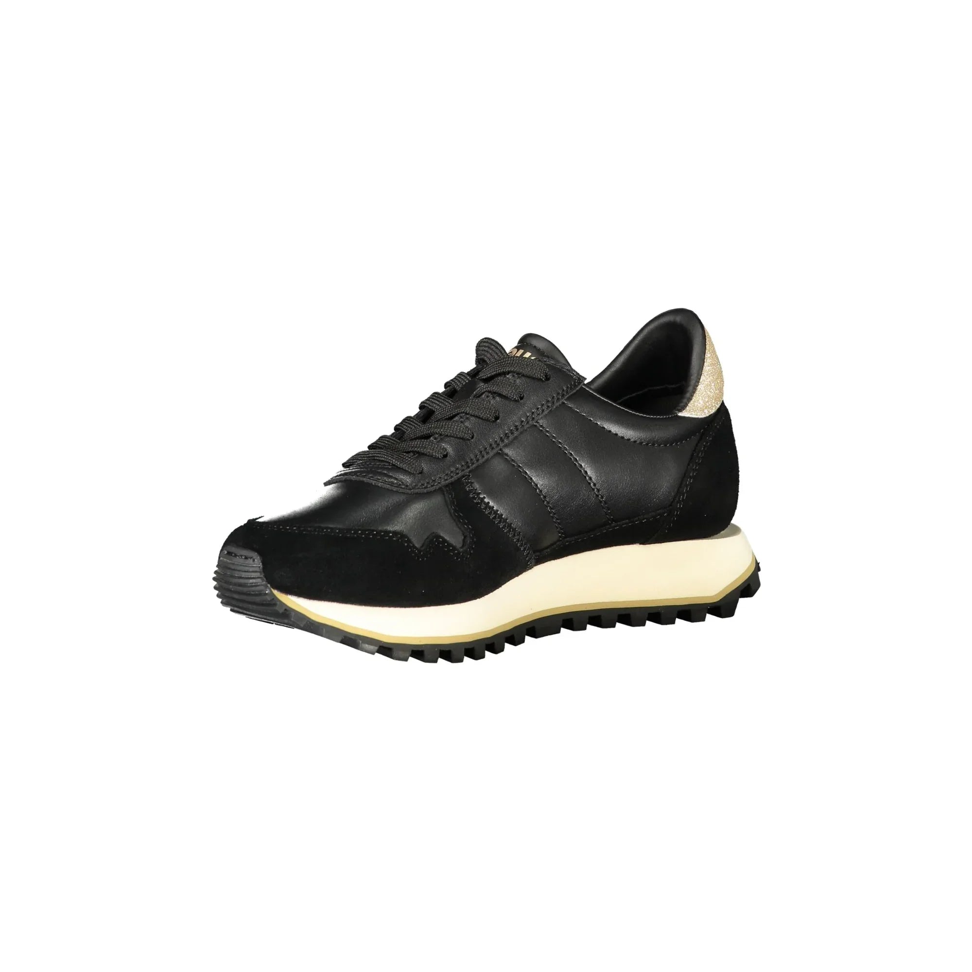 BLAUER Women's Black Sneakers with Laces and Gold Details
