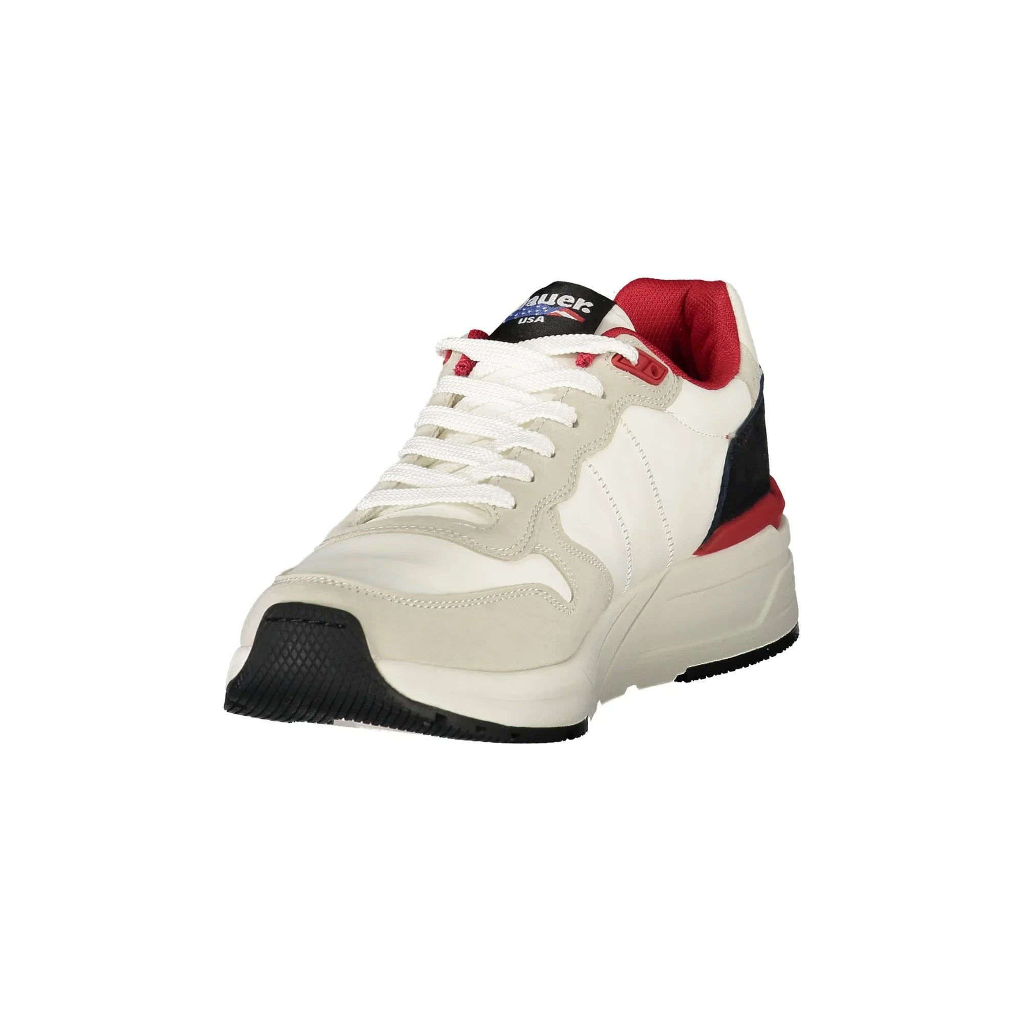 BLAUER Men's White Sports Shoes with Red Details and Laces