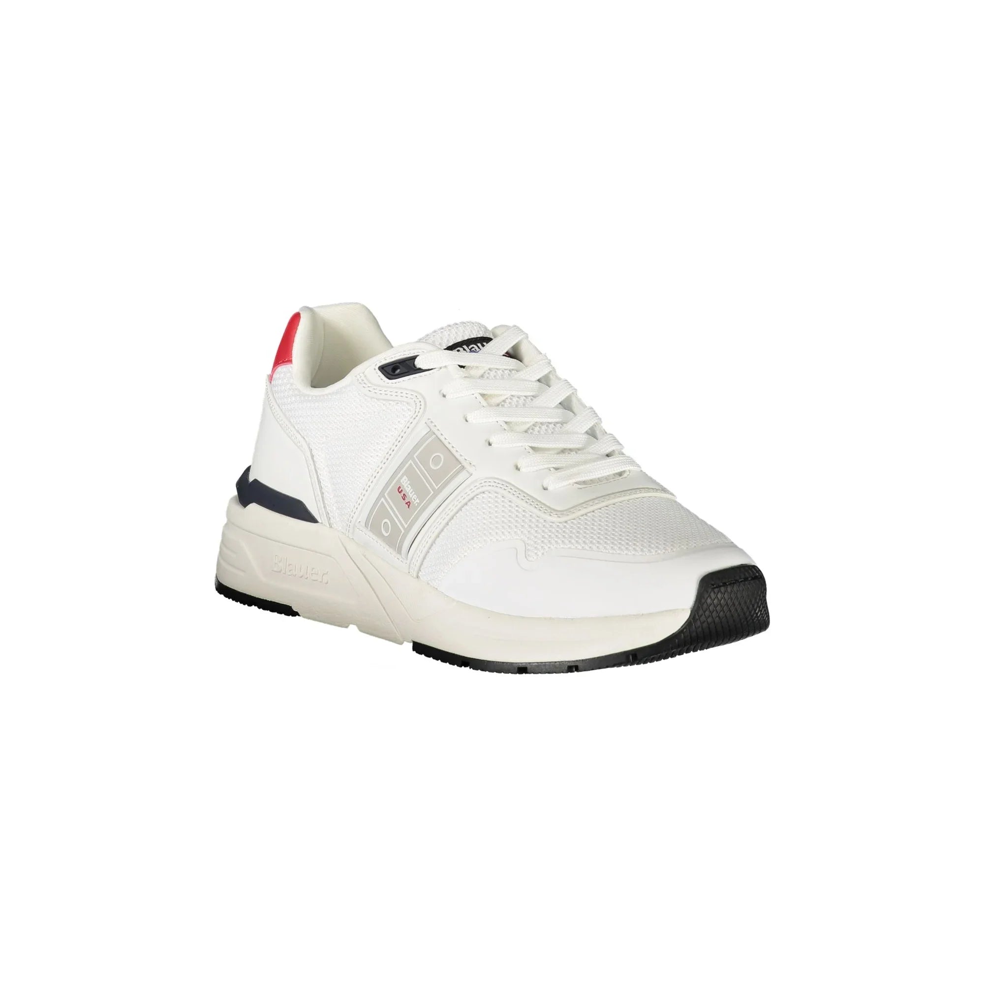 BLAUER Men's White Lace-up Sneakers with Contrast Details