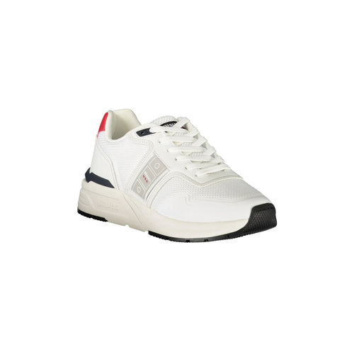 BLAUER Men's White Lace-up Sneakers with Contrast Details