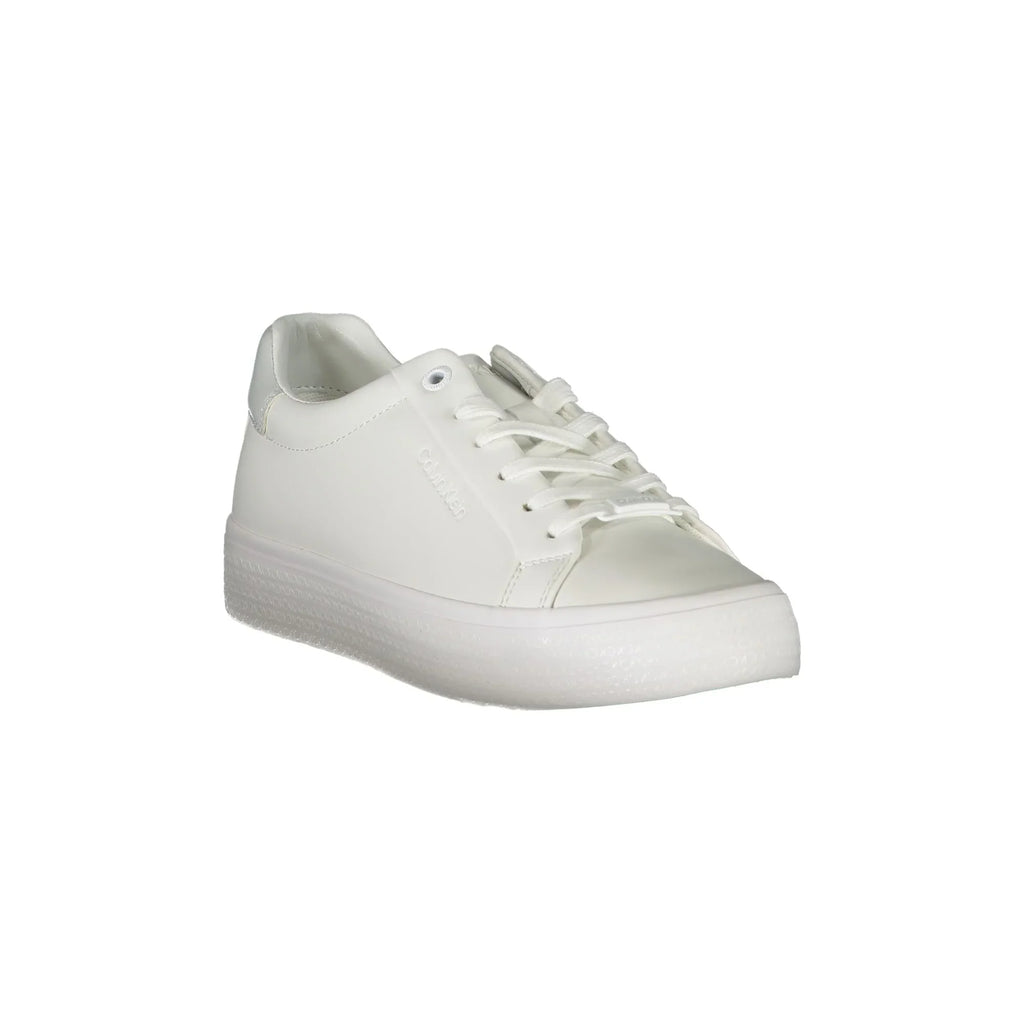 CALVIN KLEIN Women's White Leather Lace-Up Trainers