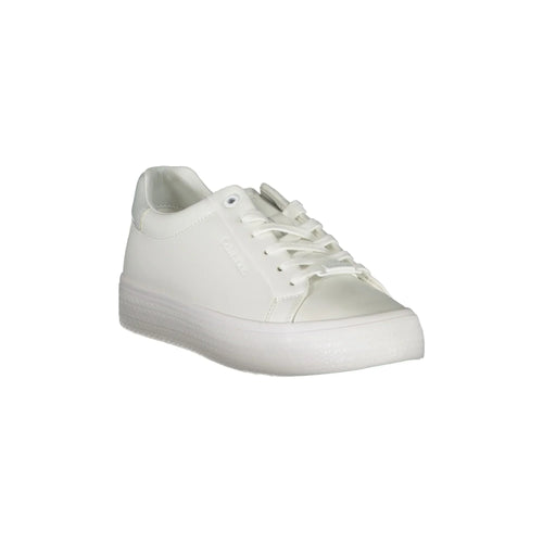 CALVIN KLEIN Scarpe Sportive Donna Bianche in Pelle con Lacci