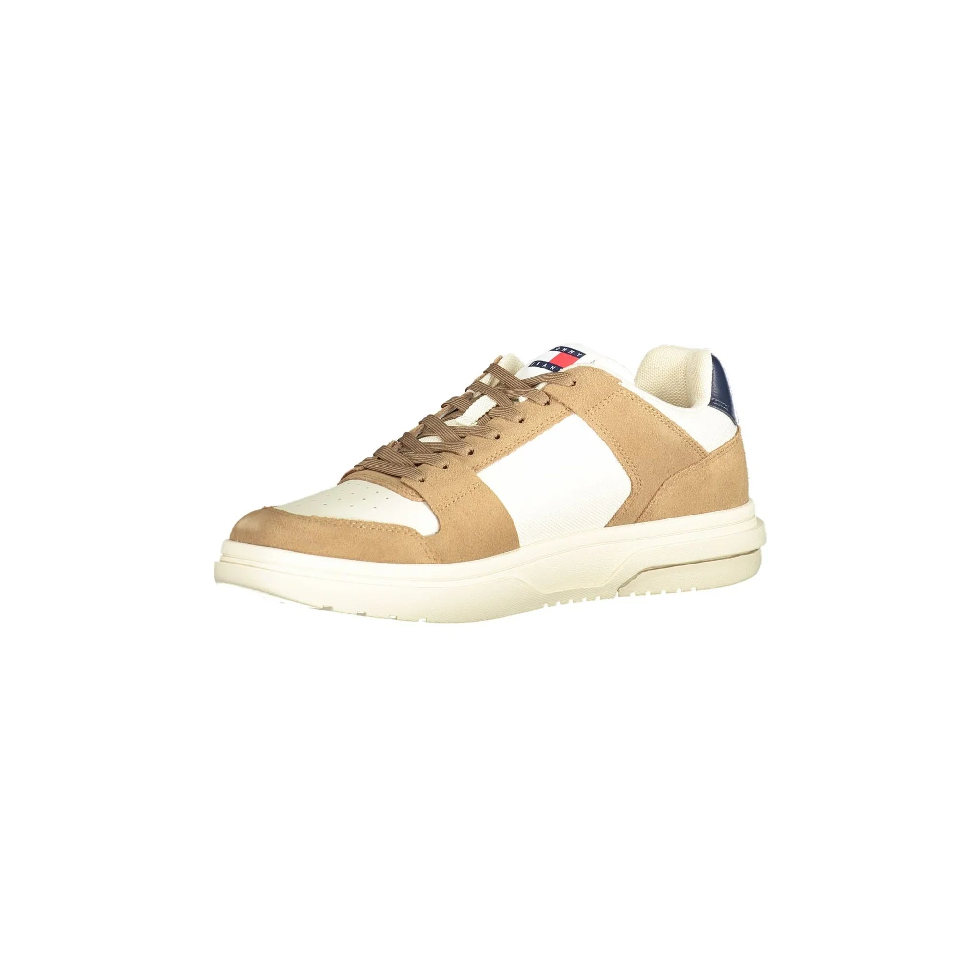 TOMMY HILFIGER Men's Beige Sneakers with Brown and Blue Details