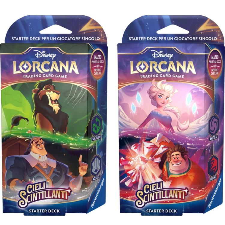 Disney Lorcana "Shimmering Skies" Starter Deck Emerald/Steel TCG Deck Italian